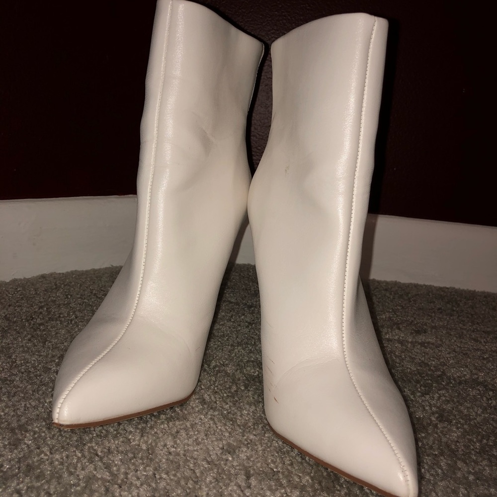 White Heel ankle boots